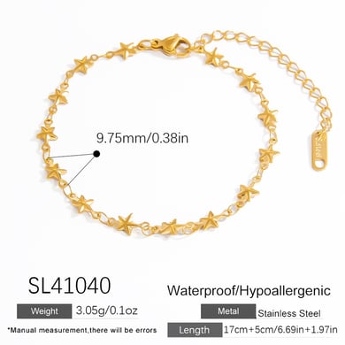 Pulsera de cadena simple de acero inoxidable color dorado para mujer, 1 pieza h5 Imagen2