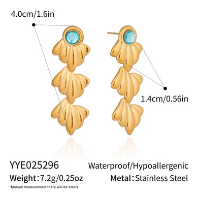 1 Pair Shell Stainless Steel Gold Color Dangle Earrings h5 