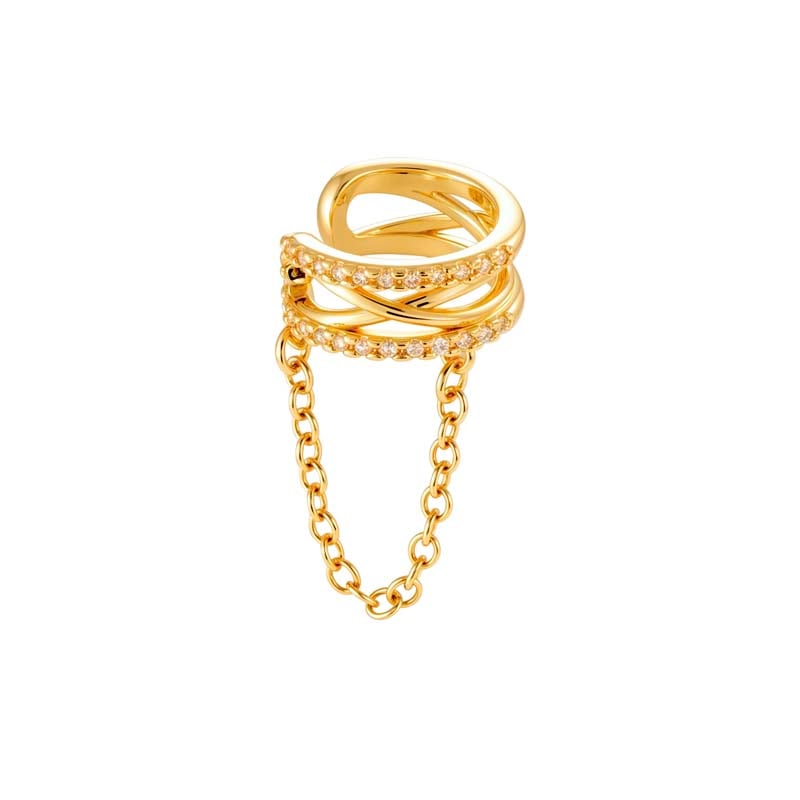 1 Stück Ohrclips mit Schleife und Zirkonia in Kupfer- und Goldfarbe 