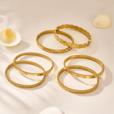1 Piece Classic Irregular Shape Stainless Steel Gold Color Women's Bangles h5 Picture5