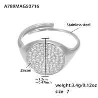 A789 - Anello in acciaio con zirconi 5A - Misura 7/Numero 7 Immagine7
