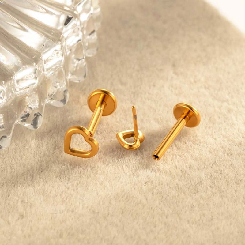 1 Piece Heart Titanium Alloy Gold Color Piercing Earring h5Picture3