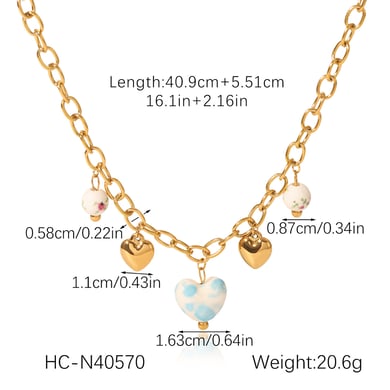1 par de collares colgantes de acero inoxidable con forma de corazón para mujer, serie sencilla y diaria h5 Imagen2