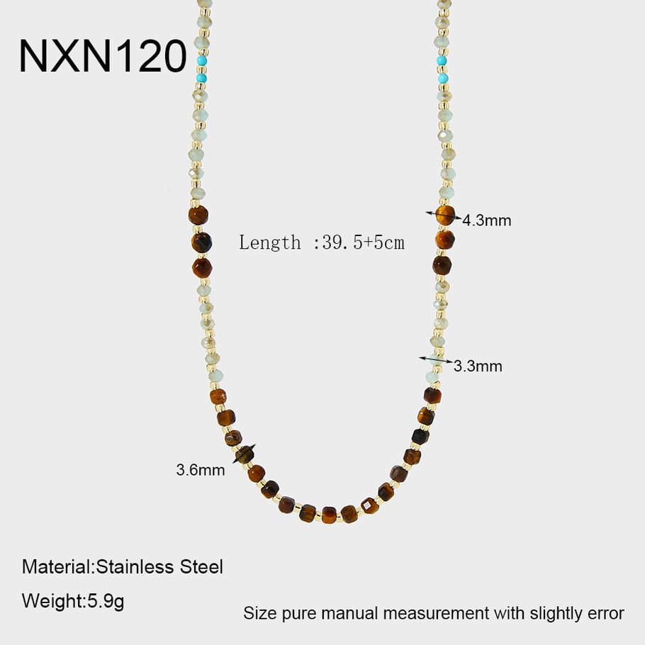 1 Piece Classic Natural Stones Beaded Necklace