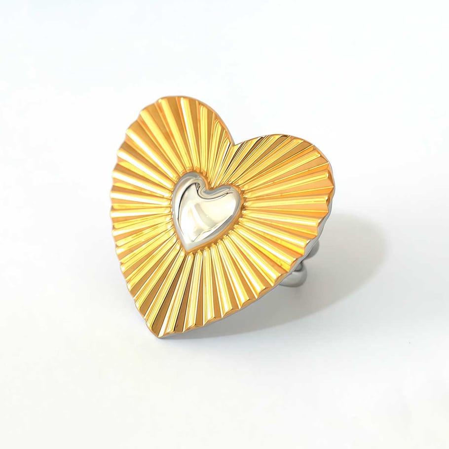 1 Piece Romantic  Simple Heart Stainless Steel  Statement Rings 