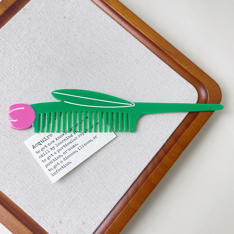 1 Piece Tulip Shape Cellulose Acetate Sheet Women's Combs Picture2
