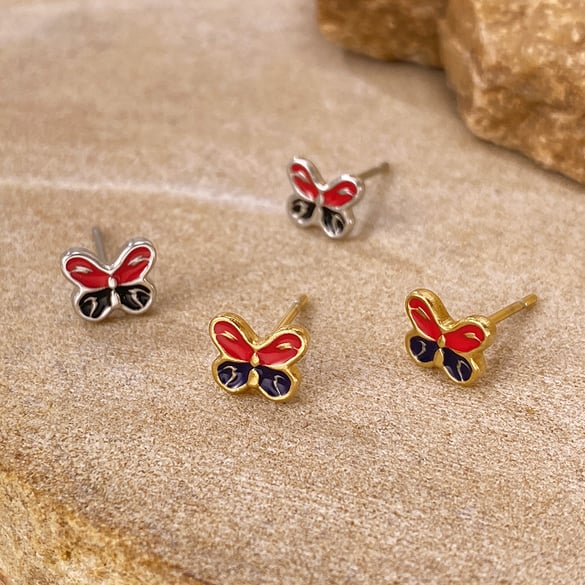 1 paire de boucles d&#39;oreilles papillon en acier inoxydable couleur or 2