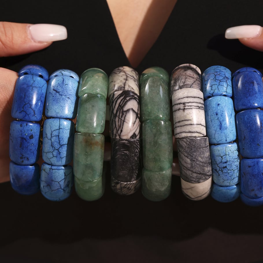1 Piece Classic Series Simple Circle Natural Stones Women's Bangles Picture5