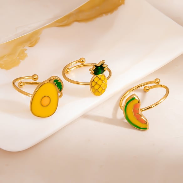 1 Piece Simple  Daily  Fruit Stainless Steel Women's  Statement Rings 2