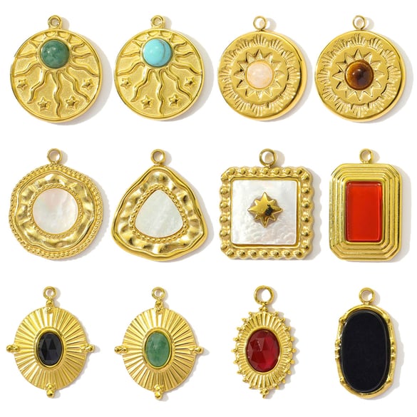 1 Piece Simple Circle Natural Stones Women's Pendants