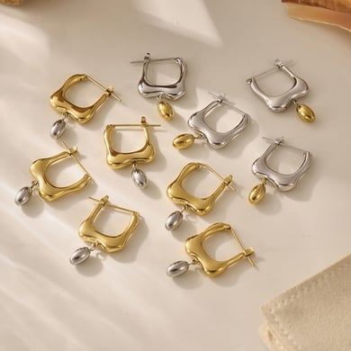 1 Pair Irregular Shape Stainless Steel Gold Color Women's Drop Earrings h5 Picture3