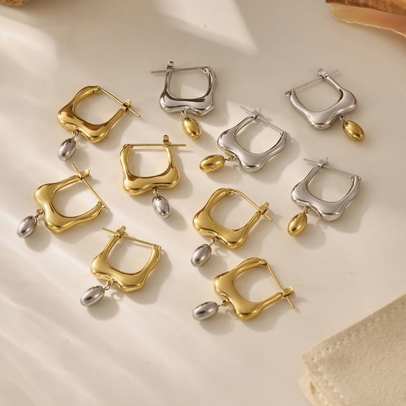 1 Pair Irregular Shape Stainless Steel Gold Color Women's Drop Earrings