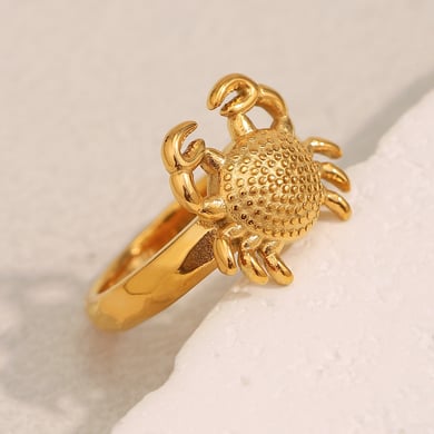 1 stuk klassieke krab roestvrij staal goudkleurige statement ringen h5 Afbeelding2
