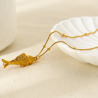 1 Piece  Vacation Turtle Fish Stainless Steel  Gold Color  Pendant Necklaces h5 Picture3