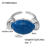 A774-Steel Dark Blue Resin Ring/No.7 Picture6