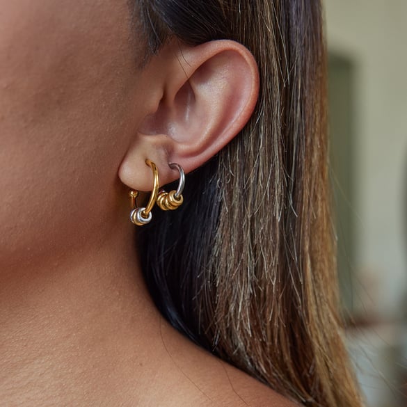 1 Pair Minimalist Circle Stainless Steel Gold Color Women's Hoop Earrings