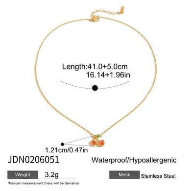 Conjunto de joyería para mujer de 1 pieza de acero inoxidable color dorado con cereza natural h5 Imagen2
