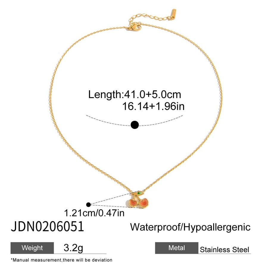 Conjunto de joyería para mujer de 1 pieza de acero inoxidable color dorado con cereza natural Imagen2