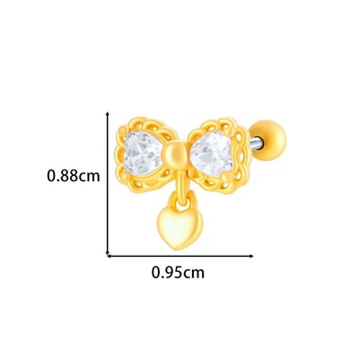1 Piece Heart Copper Gold Color Zircon Piercing Earring h5 Picture2