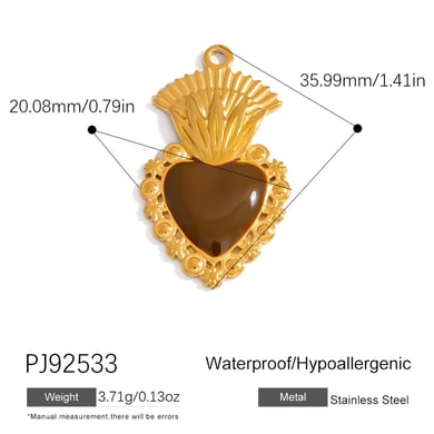 1 pieza DIY de forma irregular diaria, colgante de corazón de acero inoxidable para mujer h5 Imagen2