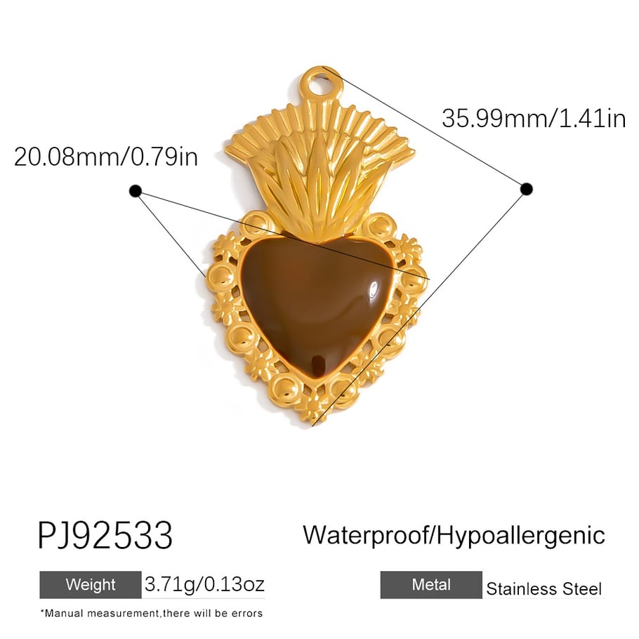1 pieza DIY de forma irregular diaria, colgante de corazón de acero inoxidable para mujer Imagen2