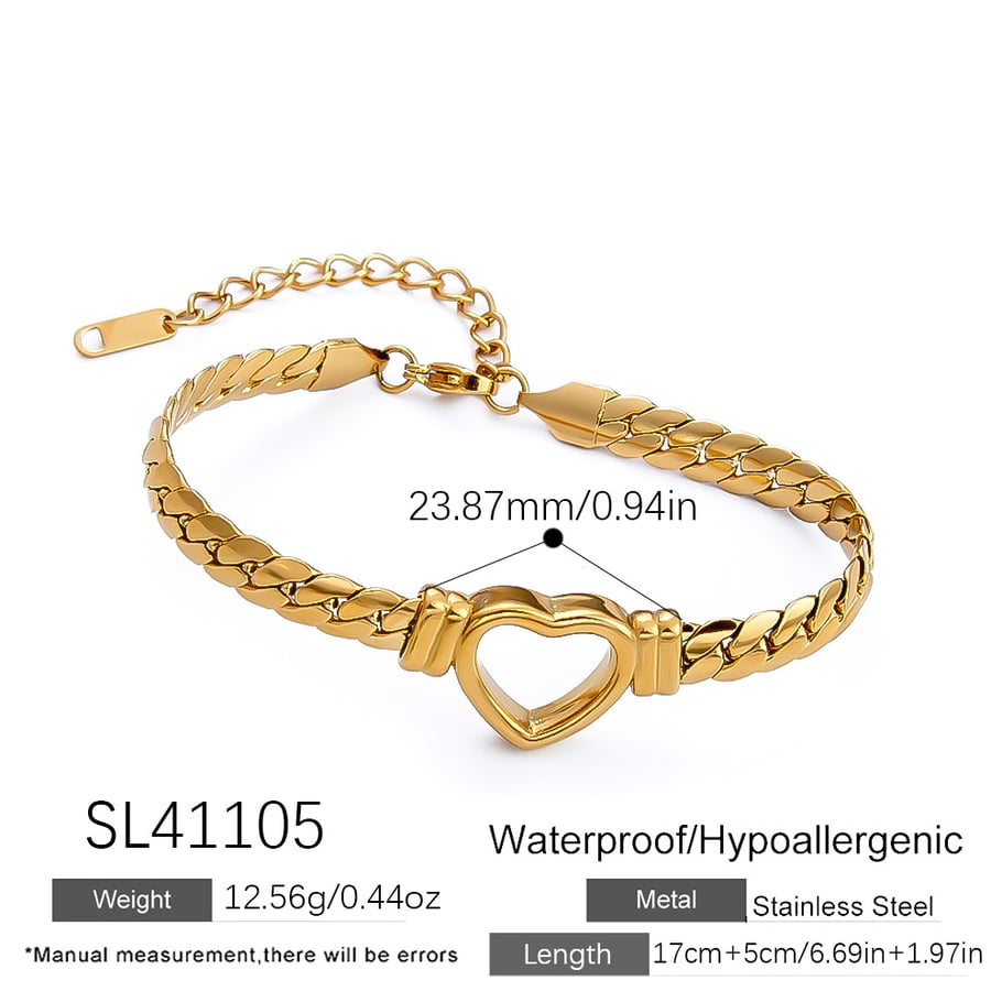 1 Piece Romantic Series Simple Heart Stainless Steel  Shell Women's Chain Bracelets Picture2
