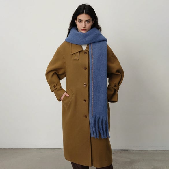1 Stück einfache einfarbige Polyester-Winterschals für Damen 2