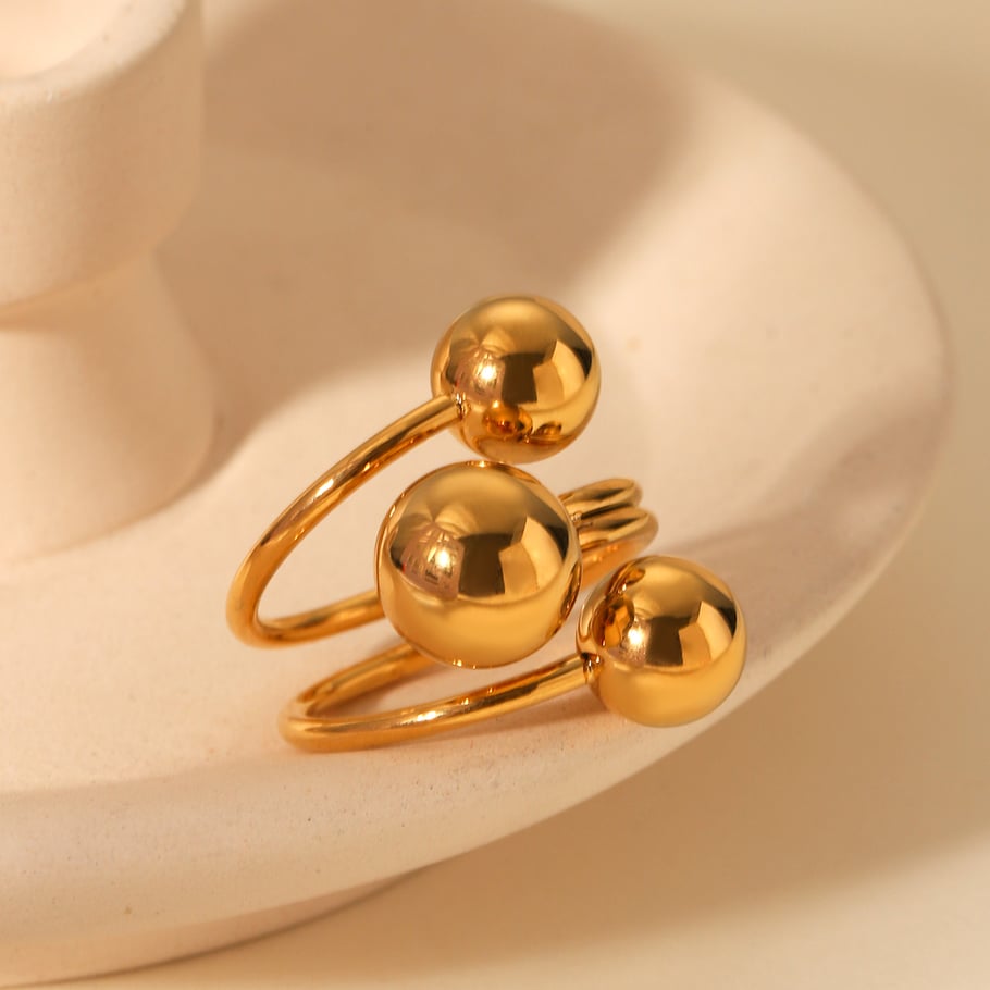 Daily Patchwork Stainless Steel  Gold Color  Statement Rings Picture5