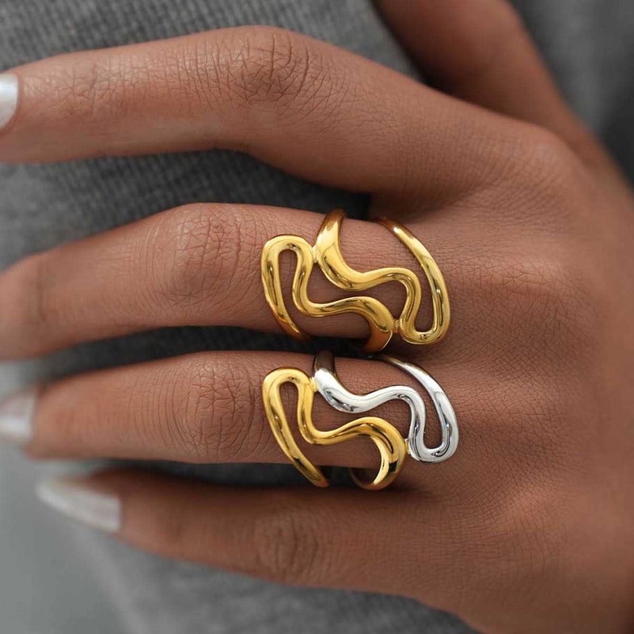 1 Piece Simple  Casual Irregular Shape Stainless Steel  Statement Rings Picture2