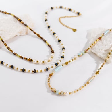 Sweet Elegant Stainless Steel Women‘s Beaded Necklaces h5 Picture4