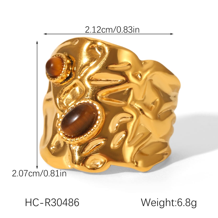 1 Piece  Daily Irregular Shape Stainless Steel  Natural Stone Statement Rings Picture2