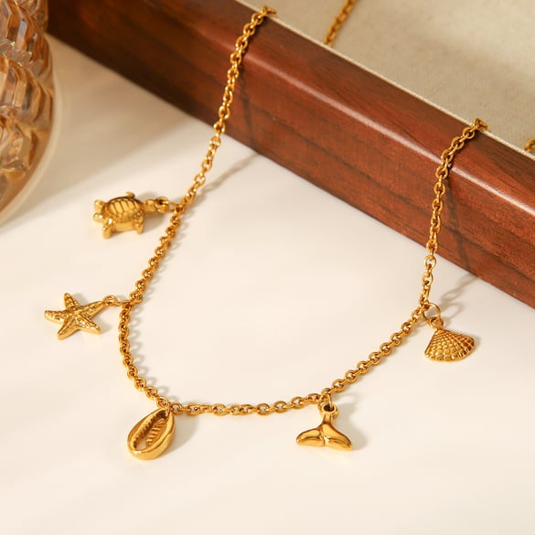 1 Piece Oceanic Turtle Stainless Steel Gold Color Women's Pendant Necklaces