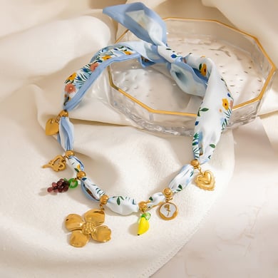 1 stuk bloemenstof hanger ketting h5 Afbeelding3