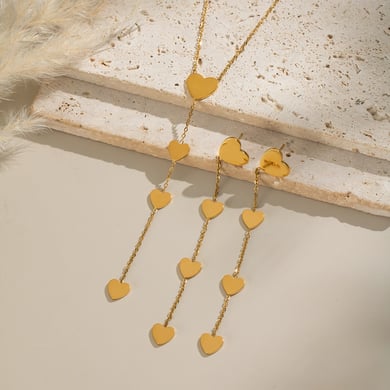 1 Paar einfache Herz-Edelstahl-Goldfarben-Damenketten h5 Bild2