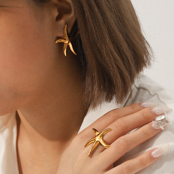 1 Pair Simple  Daily Starfish Stainless Steel  Women's Stud Earrings