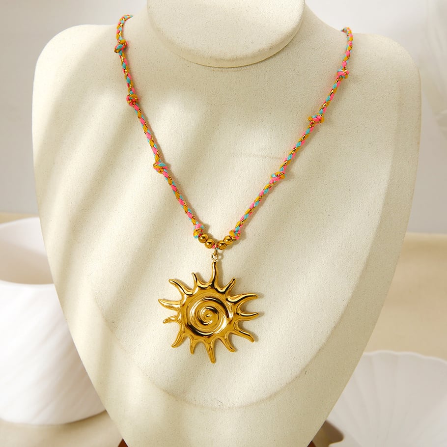 1 Pair Classic Series Retro Sun/Moon Stainless Steel Women's  Pendant Necklaces Picture2