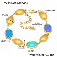 TXE269-Bracciale in opale blu dorato 17+5 cm Immagine9