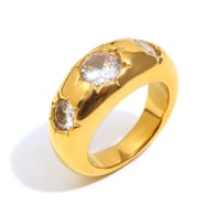 Three Zircon Ring-Gold and White/number 6 Picture4