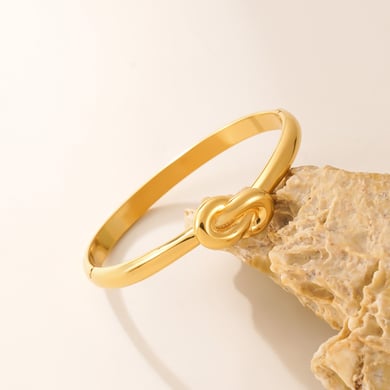 Braccialetti da donna in acciaio inossidabile color oro, forma irregolare minimalista, 1 pezzo h5 Immagine6