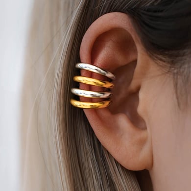 1 Stück einfache Ohrmanschetten aus Edelstahl in verschiedenen Farben und Gold für Damen h5 Bild5