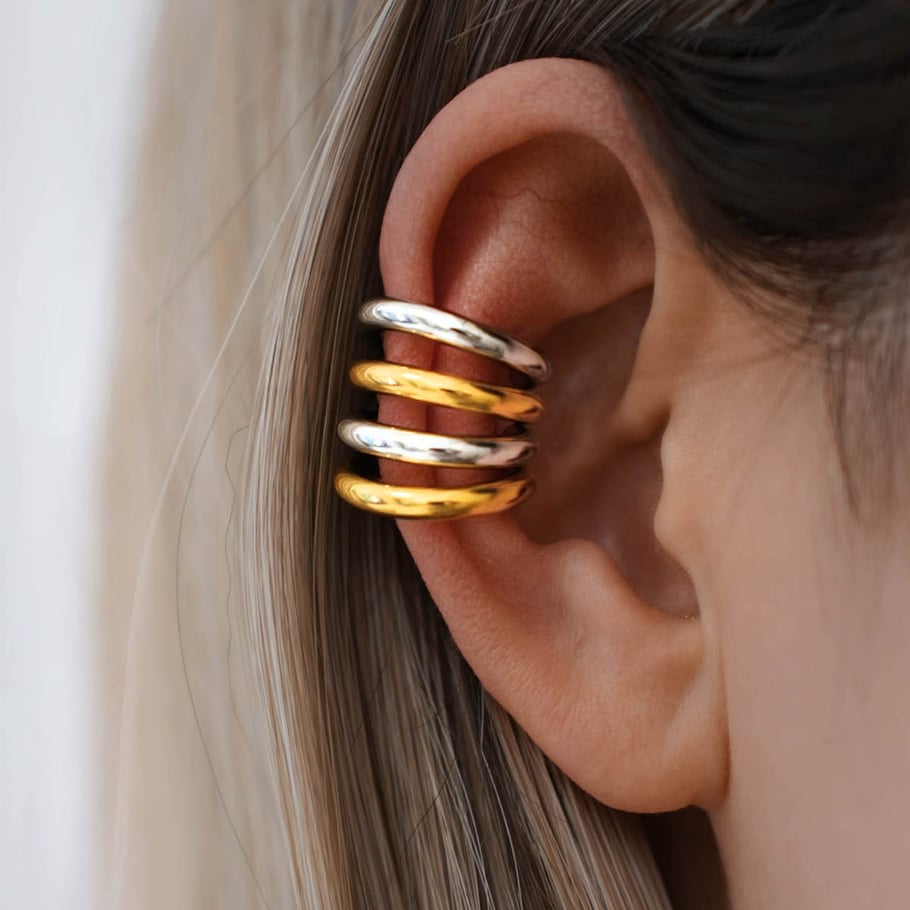 1 Stück einfache Ohrmanschetten aus Edelstahl in verschiedenen Farben und Gold für Damen Bild5