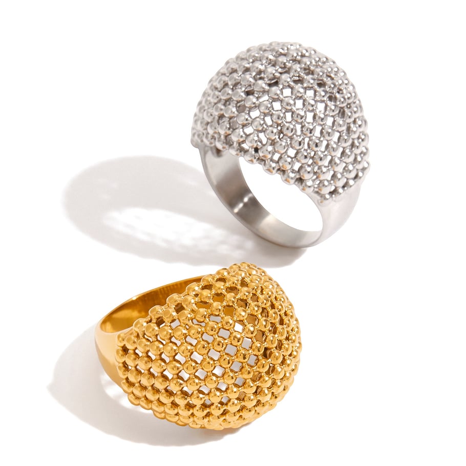 1 Piece Personality Geometric Stainless Steel Gold Color Statement Rings Picture5