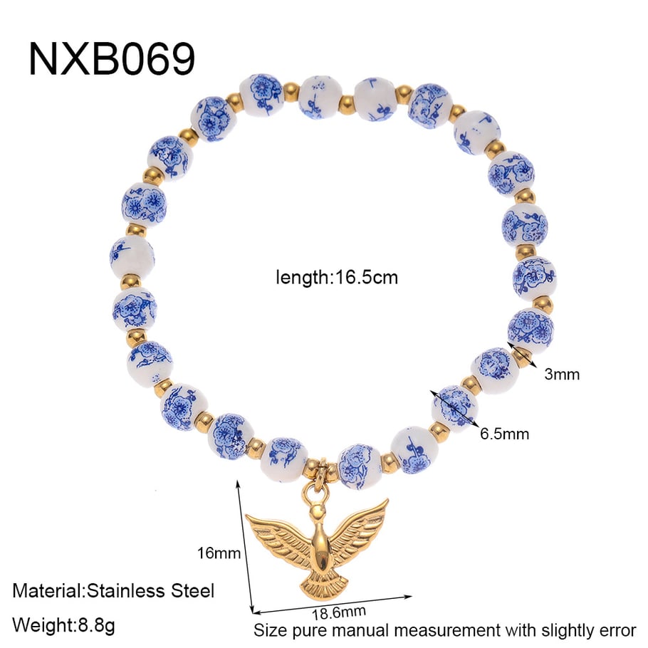 1 Piece Classic  Elegant Flower Ceramics  Gold Color  Women's Beaded Bracelets 