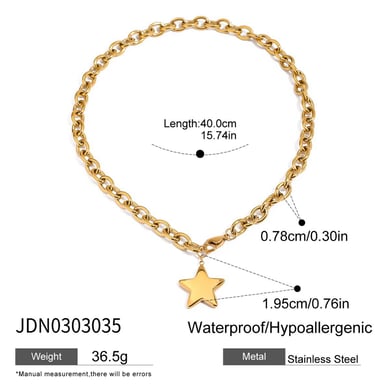 Star Stainless Steel Gold Color Pendant Necklaces h5 Picture2