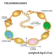 TXE269 - Bracciale in opale dorato misto 17+5 cm Immagine7