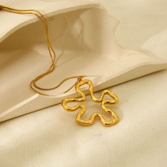 1 Pair Simple Series Daily Flower Stainless Steel  Women's Pendant Necklaces