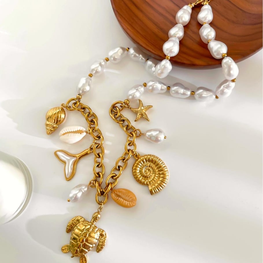 1 Piece Oceanic Stainless Steel Gold Color Pendant Necklace Picture5
