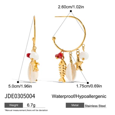 1 Pair Oceanic Natural Shell Stainless Steel Gold Color Women's Drop Earrings h5 Picture2