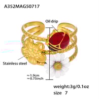 A352-Anello Crisantemo Dorato/Numero 7 