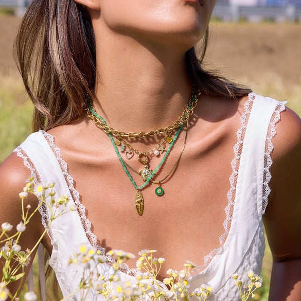 1 Piece Natural Green Turtle Stainless Steel Gold Color Women's Pendant Necklaces 2